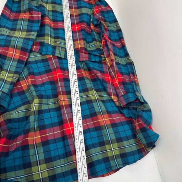 NWT Kiel James Patrick Size L Flannel Tartan Plaid Dress Tie Waist Pockets - Picture 14 of 15